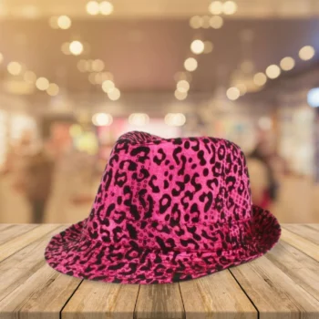 różowo-czarny kapelusz z cekinami